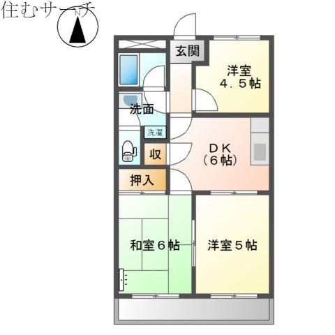 フォレストえつ葉(3DK/2階)の間取り写真