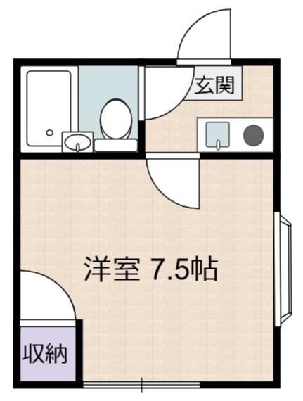 パークサイド(1K/2階)の間取り写真