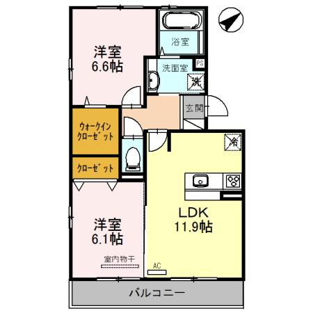 アルタ青地ビュー(2LDK/3階)の間取り写真