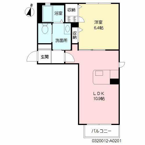 アルカンシェルA棟(1LDK/2階)の間取り写真