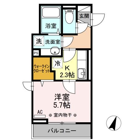 パレス国分寺(1K/3階)の間取り写真