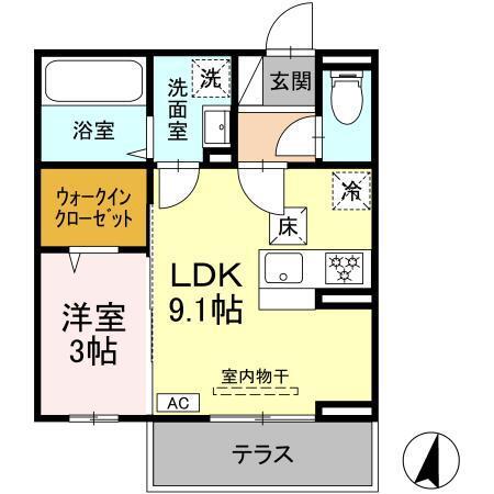 URBAN COAT(1LDK/1階)の間取り写真
