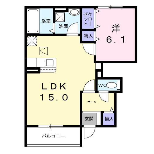 パルクレール(1LDK/1階)の間取り写真