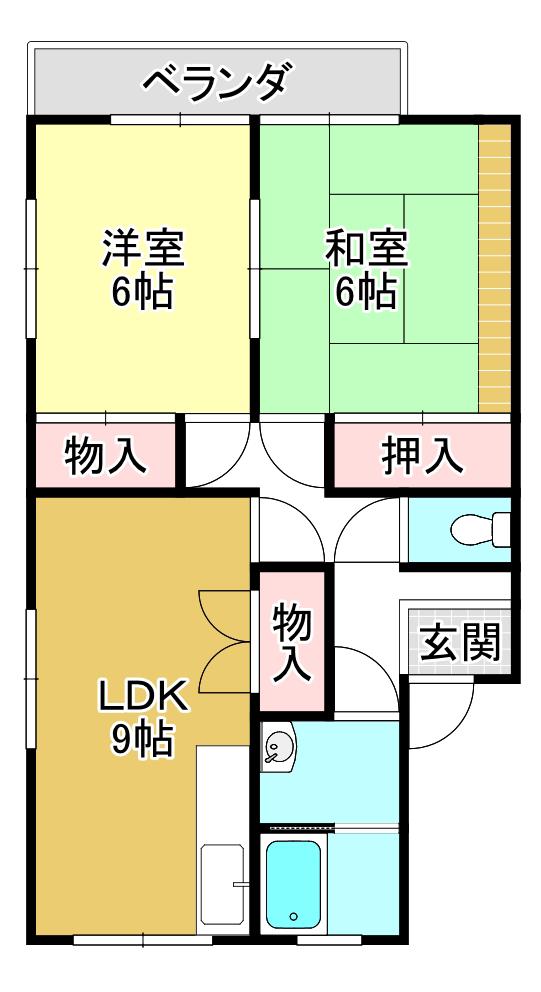 ハイツITO(2LDK/1階)の間取り写真