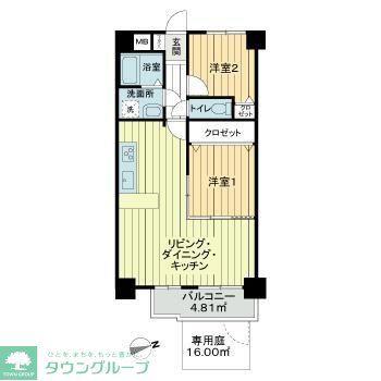 レーベンハイム常盤台(2LDK/1階)の間取り写真