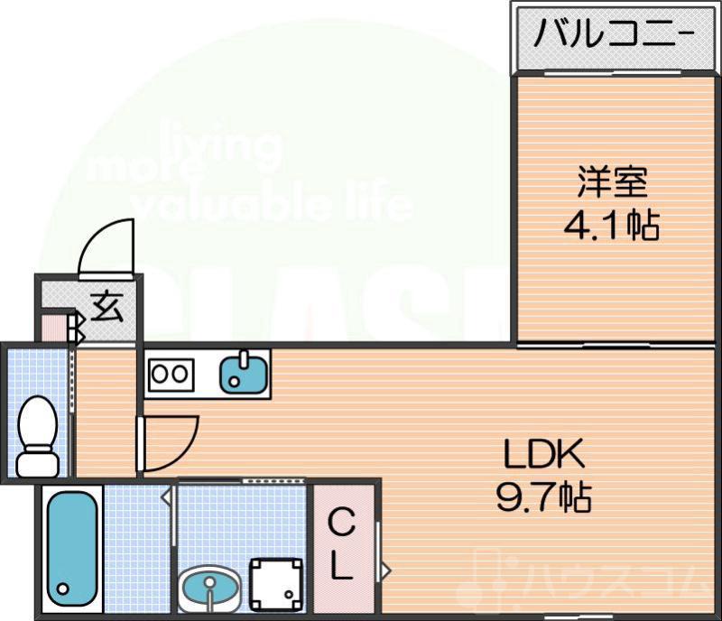 AIA難波南(1LDK/3階)の間取り写真