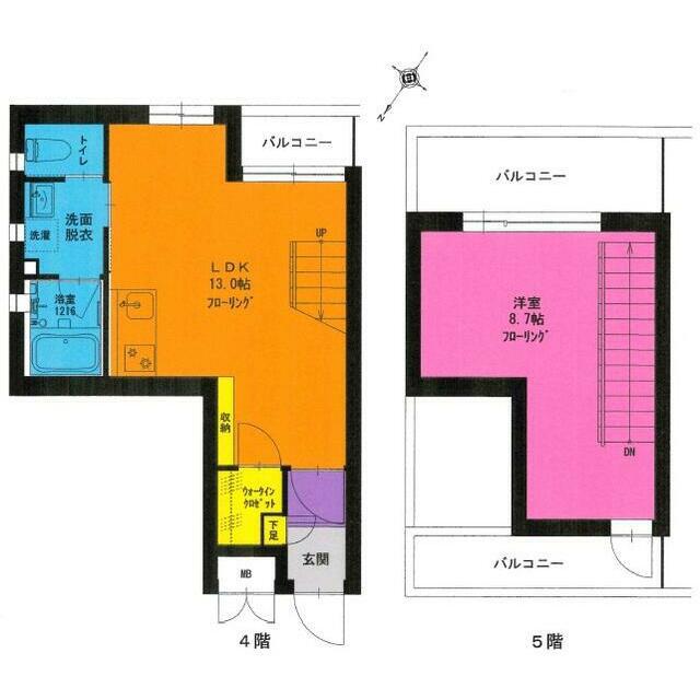 第7丸仙ハイツ(1LDK/4階)の間取り写真