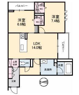 シャーメゾンステージ大島(2LDK/2階)の間取り写真