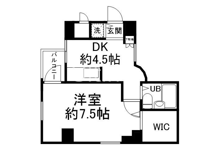 デトム・ワン二條城東(1DK/5階)の間取り写真