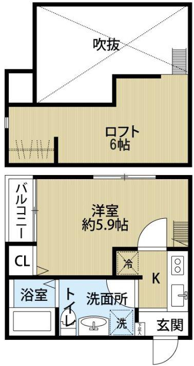 エスパーセK(1K/1階)の間取り写真
