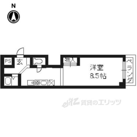 クオーレ京都(1K/5階)の間取り写真