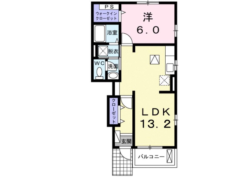 クラドニアI(1LDK/1階)の間取り写真