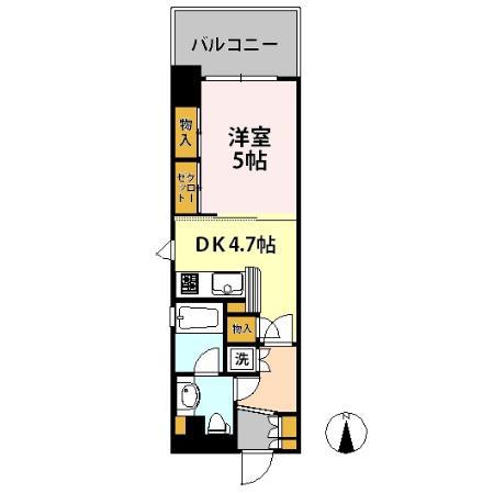 藤和シティスクエア三鷹駅前(1DK/6階)の間取り写真