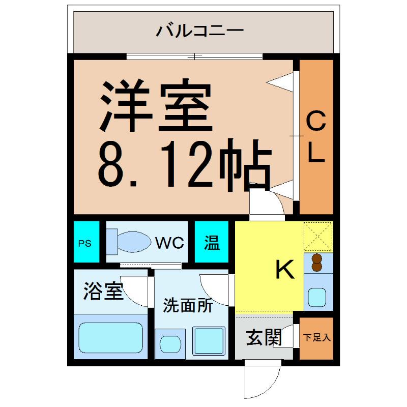 フラシア新栄町(1K/8階)の間取り写真