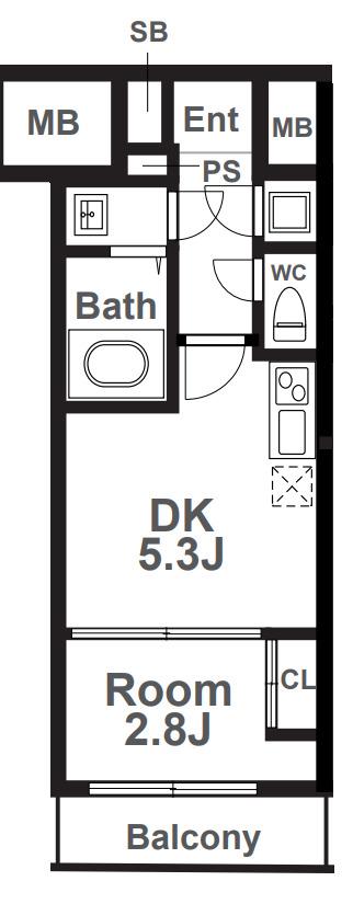 SERENITE本町REFLET(1DK/7階)の間取り写真