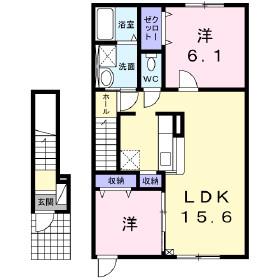 フィオーレ(2LDK/2階)の間取り写真