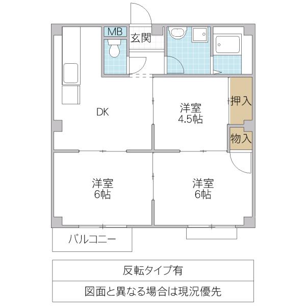 エルディム宮本(3DK/2階)の間取り写真