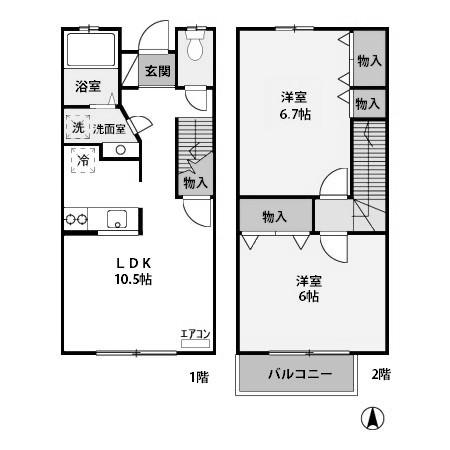 メゾネット南雲(2LDK/1階)の間取り写真