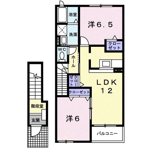 クレイン アライト III(2LDK/2階)の間取り写真