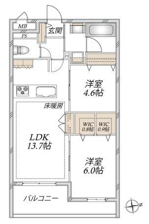 VESTA(2LDK/2階)の間取り写真