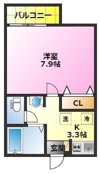 ルシエル(1K/1階)の間取り写真