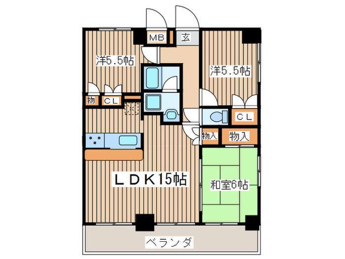 シャングリラ弐番館・参番館(3LDK/4階)の間取り写真