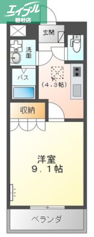 ピアッツア紗梨(1K/1階)の間取り写真
