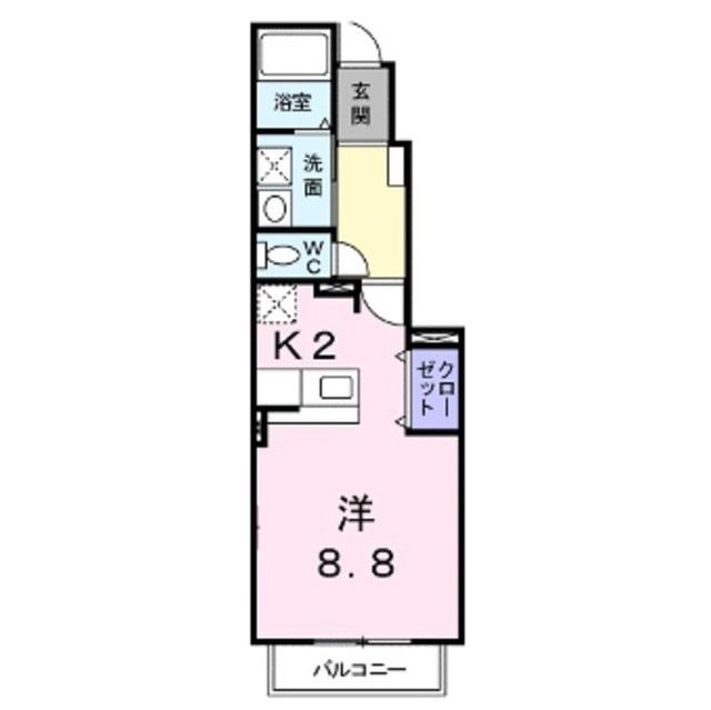 フォンテーヌ II(ワンルーム/1階)の間取り写真
