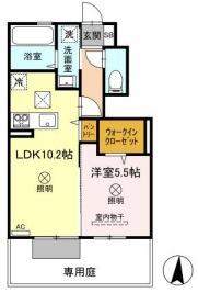 オリーブ(1LDK/1階)の間取り写真