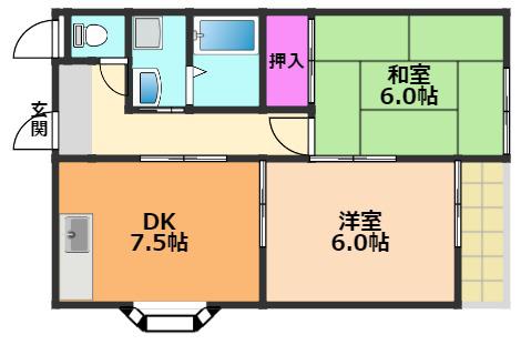 シエテ高槻マンション(2DK/1階)の間取り写真