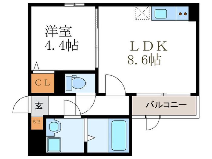 ブリリアント(1LDK/2階)の間取り写真
