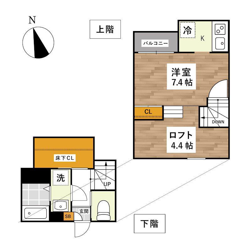 ADC島崎ビアンカ(1K/1階)の間取り写真
