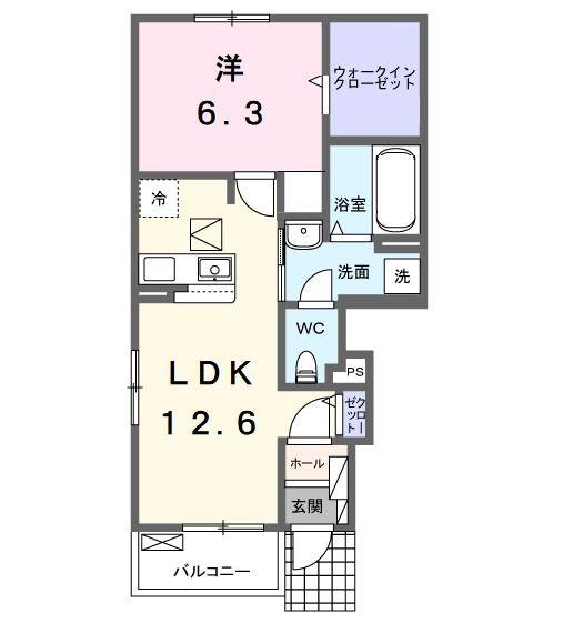 プラーンドルXV(1LDK/1階)の間取り写真