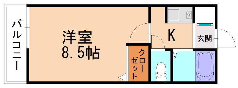 シティーベール恋の田(1K/2階)の間取り写真