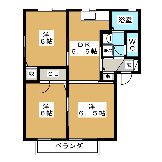 レジール・タウン A(3DK/2階)の間取り写真