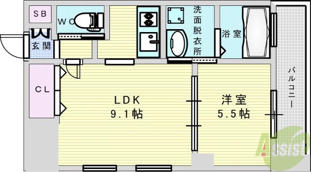 アーバンフラッツ西中島(1LDK/5階)の間取り写真