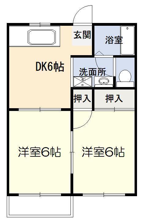 クレヨンハウス(2DK/2階)の間取り写真