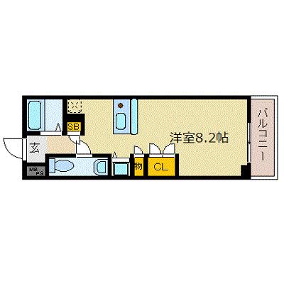 エスリード御堂筋梅田(1K/6階)の間取り写真