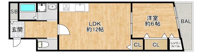 エイトフォレスト森ノ宮(1LDK/6階)の間取り写真