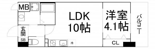 AND TERRACE天王寺(1LDK/13階)の間取り写真