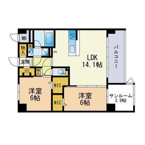 ピースフリ長尾(2SLDK/2階)の間取り写真