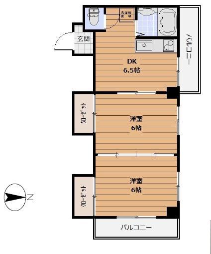 エントピア五月園(2DK/6階)の間取り写真