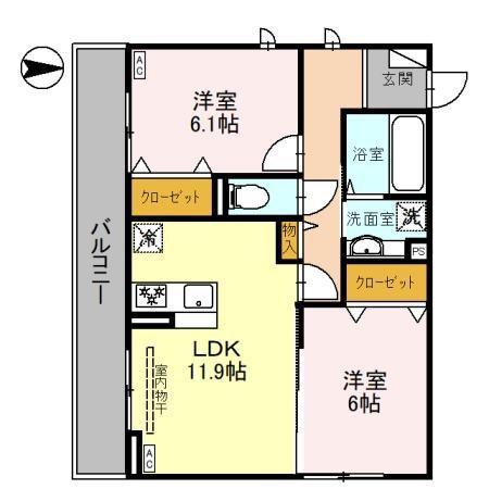 ブレグレース(2LDK/3階)の間取り写真