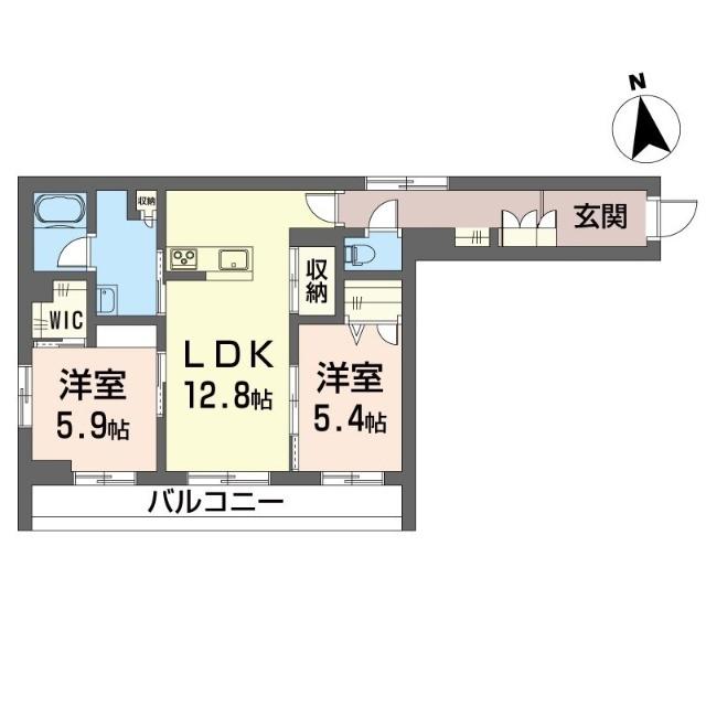 シャーメゾン湘南茅ヶ崎香川(2LDK/2階)の間取り写真