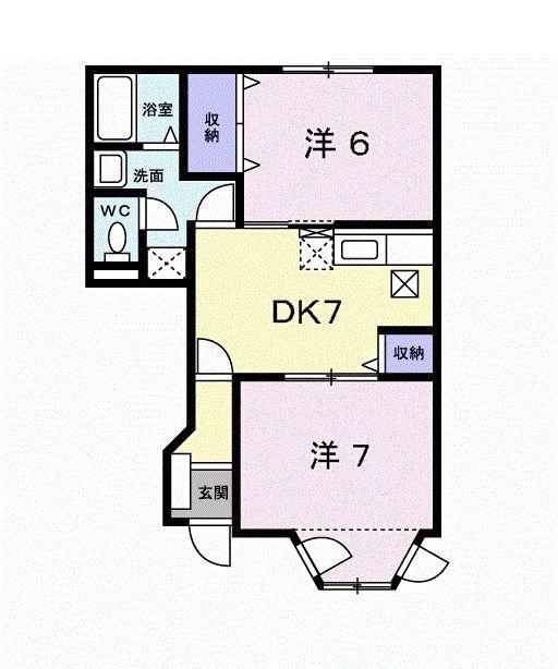 エトワール(2DK/1階)の間取り写真