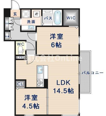 マニフィック御厨中(2LDK/3階)の間取り写真