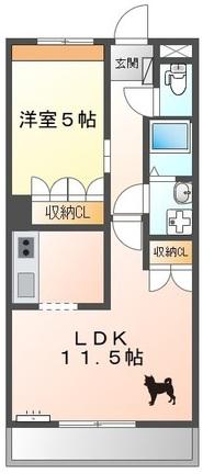 ディア・ヴェルジェ(1LDK/3階)の間取り写真