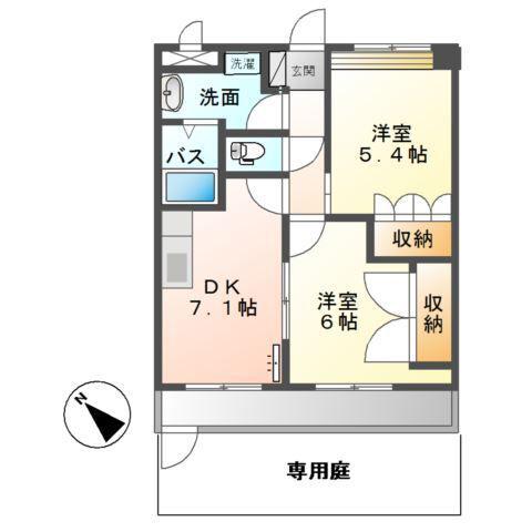 コーポアイビー(2DK/1階)の間取り写真
