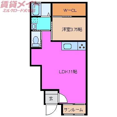 LE SOUVENIR CHERIE(1LDK/1階)の間取り写真
