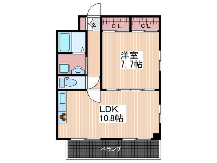 ブリスベン(1LDK/3階)の間取り写真